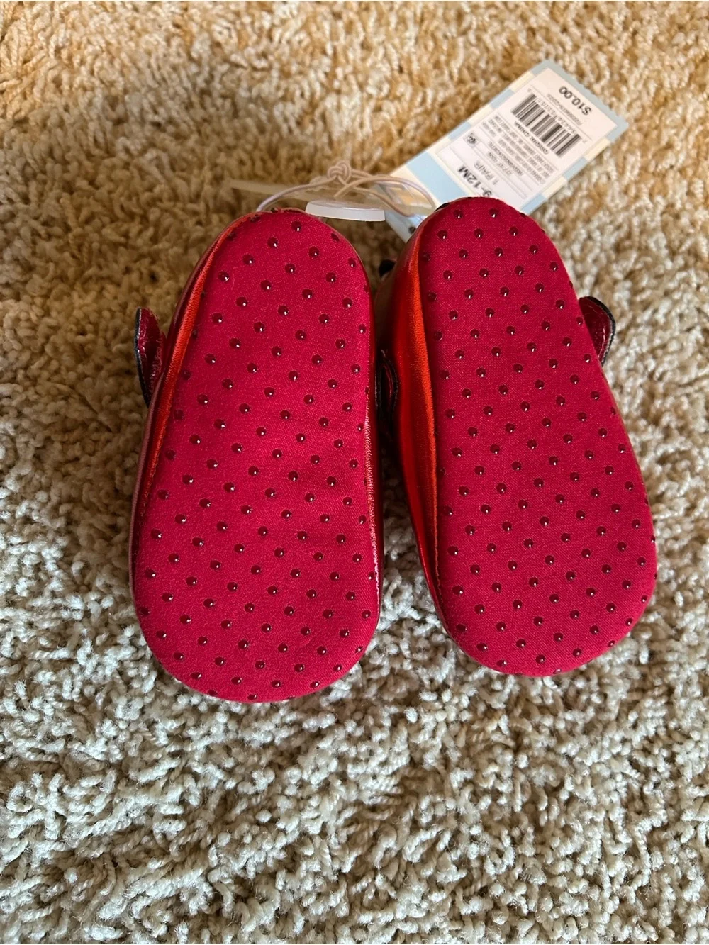 Cat & Jack Girls Red Metallic Mary Jane Shoes NWT 9-12 months